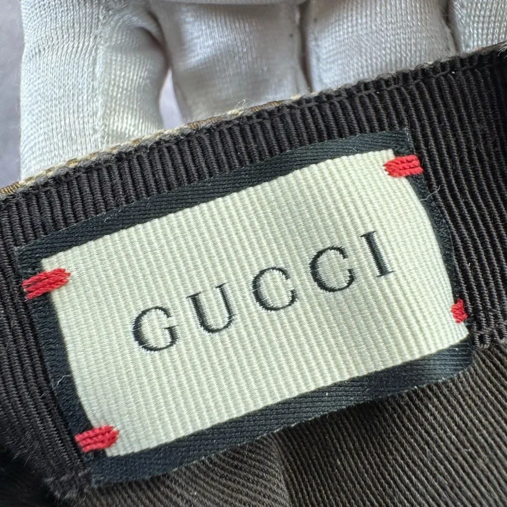 Gucci Classic Web GG Khaki Monogram Cap Hat Small - Picture 8 of 12